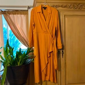Beautiful marigold soft viscose linen blend soft wrap style dress